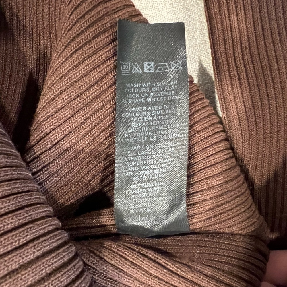 Brown Ribbed Crew Neck Sweater - Picture 9 of 15